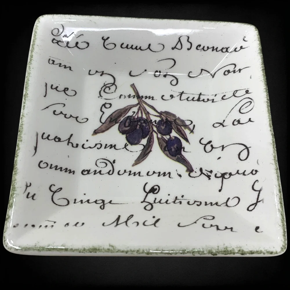 Lot 6 x Williams Sonoma Olive Script Oil Dipping Plates Square 4